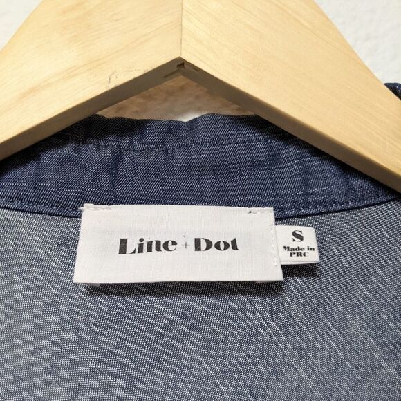 LINE & DOT Chambray Fringe Hem Dress S - Picture 5 of 8